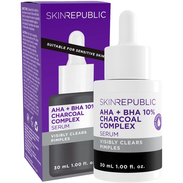 Skin Republic AHA + BHA 10% Charcoal Complex Serum 30ml