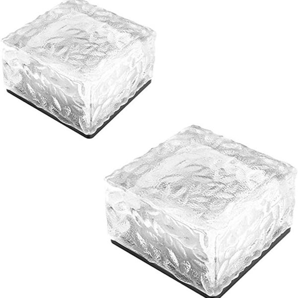 2 Pieces White Paved Solar Brick Lights