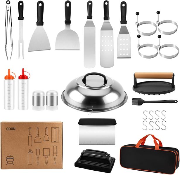 Coxn-29 Piece Barbecue Utensil Kit,Griddle Accessory Tool Set,BBQs&amp;Camping