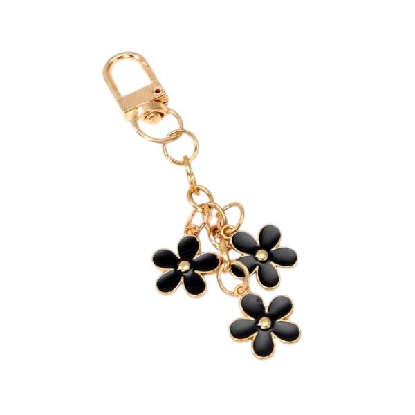 Cherry Blossom Charm Keychain Accessory - Black