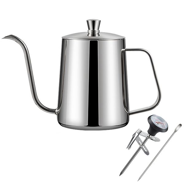 Stainless Steel Coffee Pot Use Maker with Latte Art Pin &amp; Thermometer-600ML