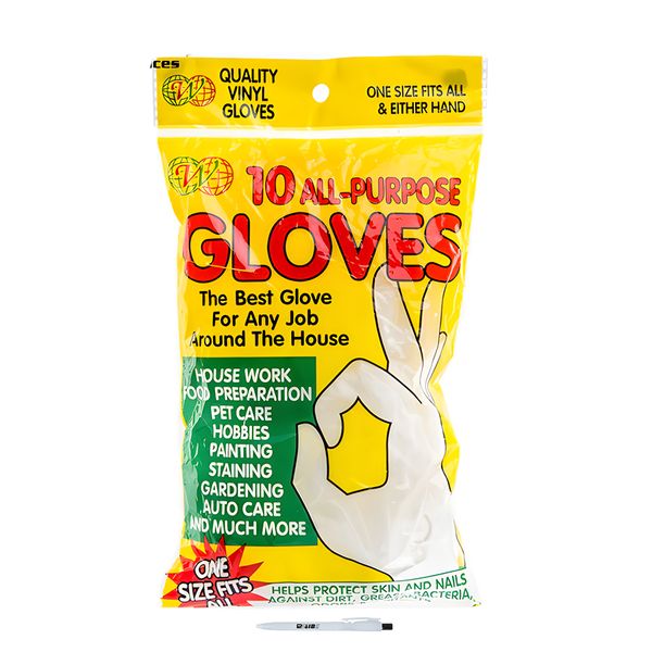 2 Pack 10 Pieces Each Quality Multipurpose Vinyl Gloves With ReVibe Pen