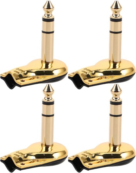 4pcs Audio Speaker Plug: 6.35mm 1/4 Inch Stereo Audio Adapter - Pancake