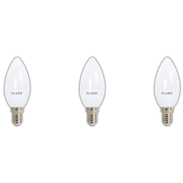 Flash 3W LED Candle Bulb E14 6000K- 3 Pack