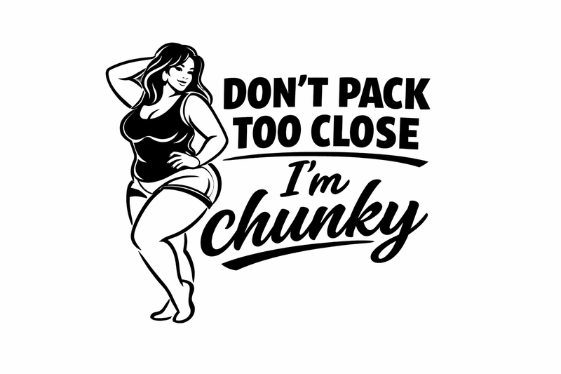 Funny Body Positive Vinyl Sticker - "Don't Pack Too Close I'm Chunky