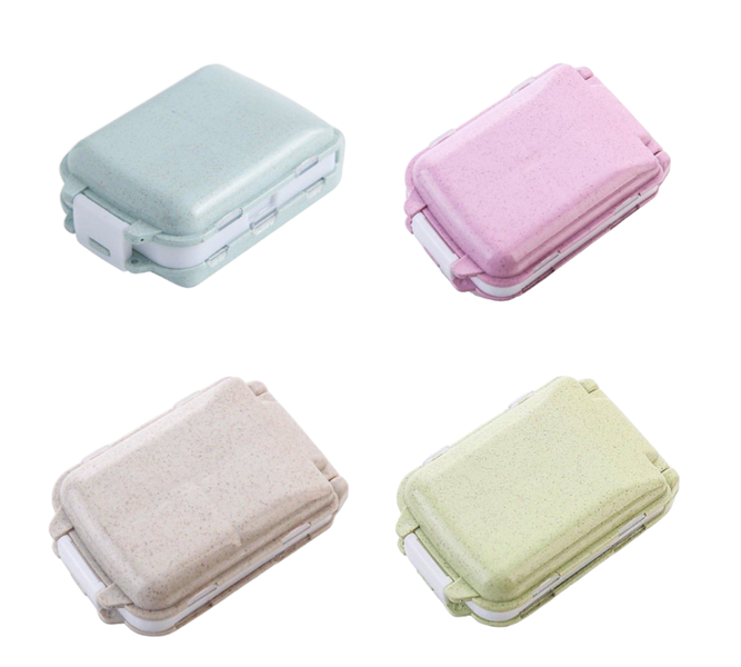 Compact Travel Medication Pill Box - Set of 4
