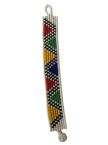 Traditional Bracelet Multi Coloured Triangle ZigZag With White Border