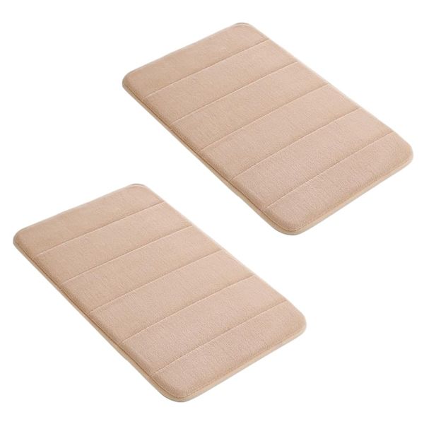 2 Pack Memory Foam Bathroom Foot Mat - 60 × 40 cm - Pink
