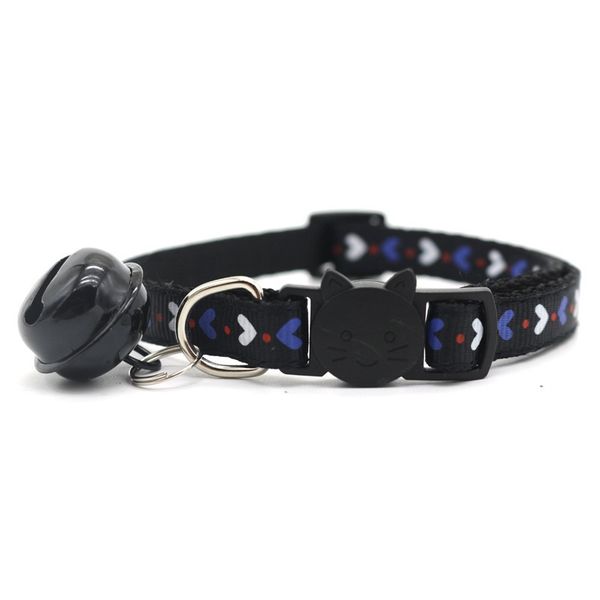 2pc Black Cat Collar with Bell &amp; Heart Design - Adjustable &amp; Safe