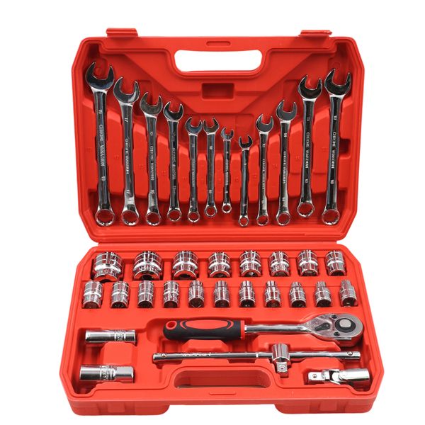 AIYI 37-Piece 1/2 Inch Socket &amp; Spanner Set with Ratchet AY188-008
