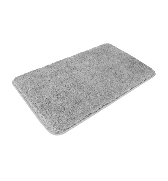 Lime Grey Polyester Rectangular Bath Mat 45cm x 75cm - Set of 2