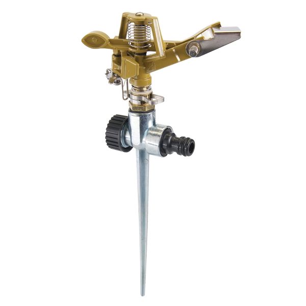 H2O - Lawn Sprinkler Head Metal Impulse Water Sprayer With Zinc Spike