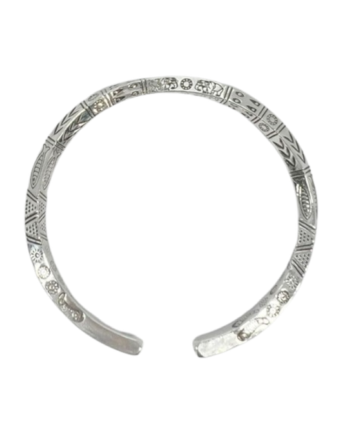 Men's Antique Silver Totem Detail Cuff Bangle