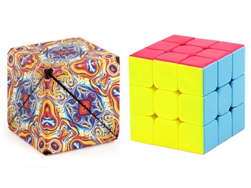 Shape Shifting Magnetic Fidget Cube &amp; Magic 3D Lumo Puzzle Cube Set Of 2