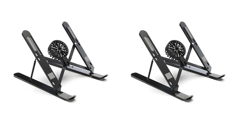 Pack of 2 Black Foldable Gaming Laptop Cooling Stand with Fan Support
