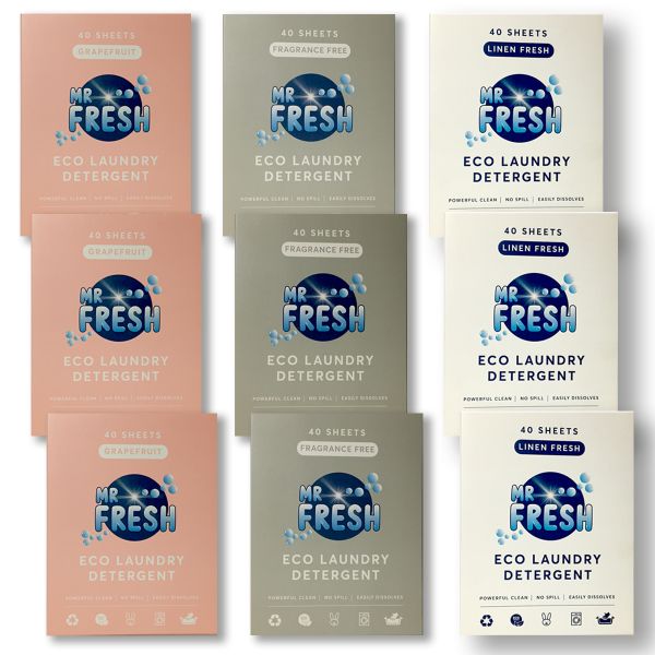 Mr Fresh Washing Machine Laundry Detergent Sheets- Mixed Fragrance combo(9)
