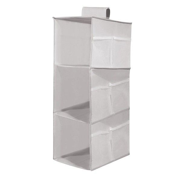 3 Compartment Multi-Functional Wardrobe Hanging Storage Bag - Grey