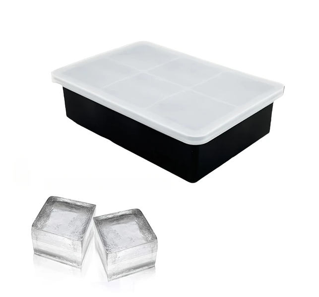 Silicone Large Ice Cube Tray with Soft Silicone Lid - 5cm Square Cubes