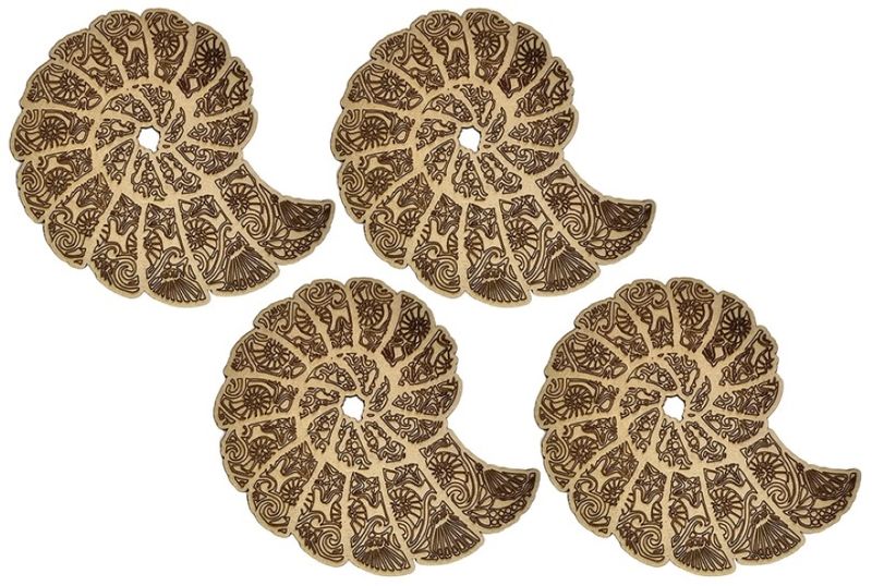 Nautilus Shell Coasters with detailed etching (Set of 4)