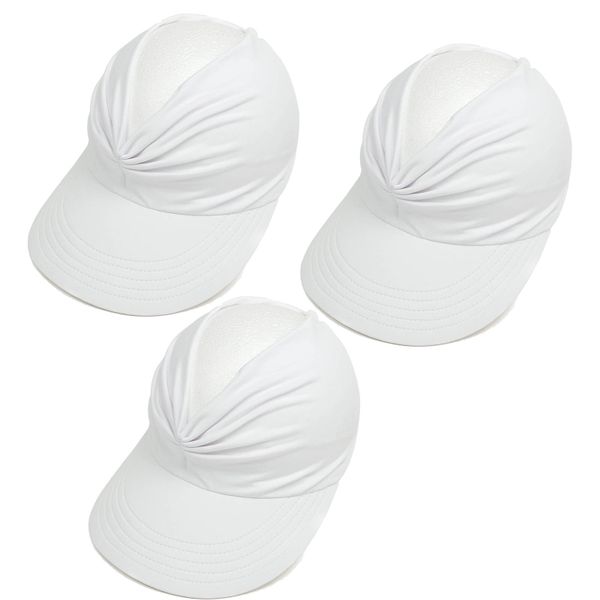 3 Pack Womens Sun Visor Hat Wide Brim Summer Protection Beach Sport Cap