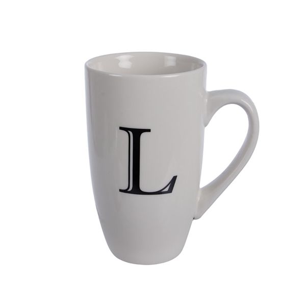 Mug - Household Accessories - Ceramic - Letter L Design - White - 6 Pack