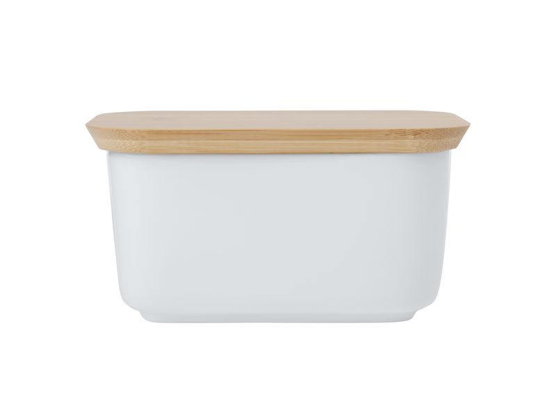 Maxwell and Williams New White Basics Butter Dish with Bamboo Lid