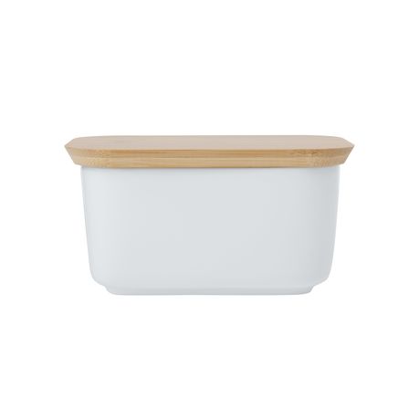 Maxwell and Williams New White Basics Butter Dish with Bamboo Lid