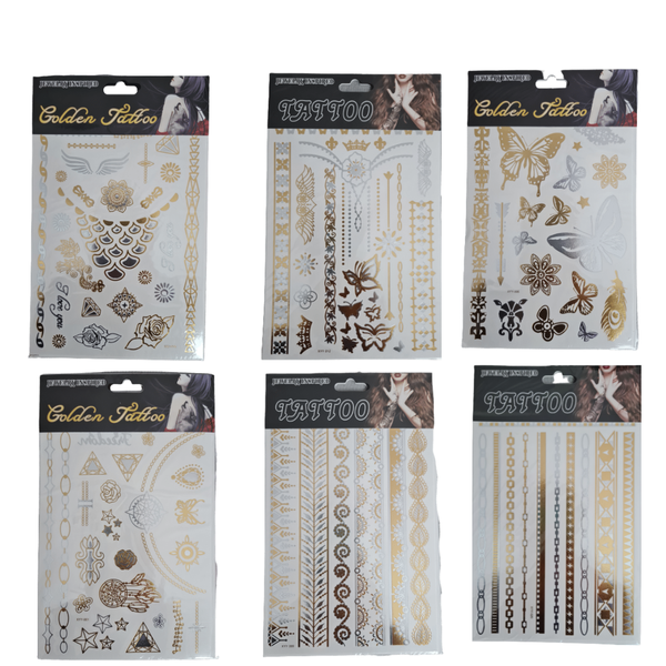 Metallic Gold Silver Temporary Jewelry Bracelet Henna Tattoos