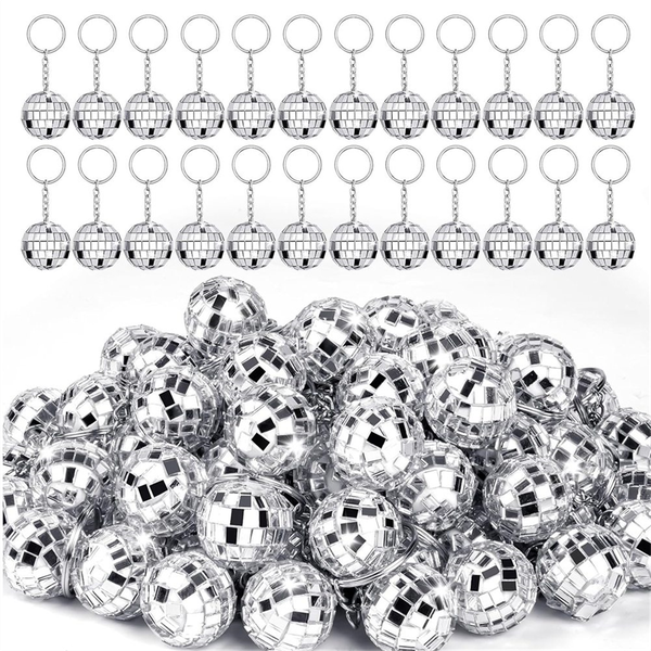 50Pcs Mini Disco Ball Keychain, Mirror Disco Ball Bulk Keyring