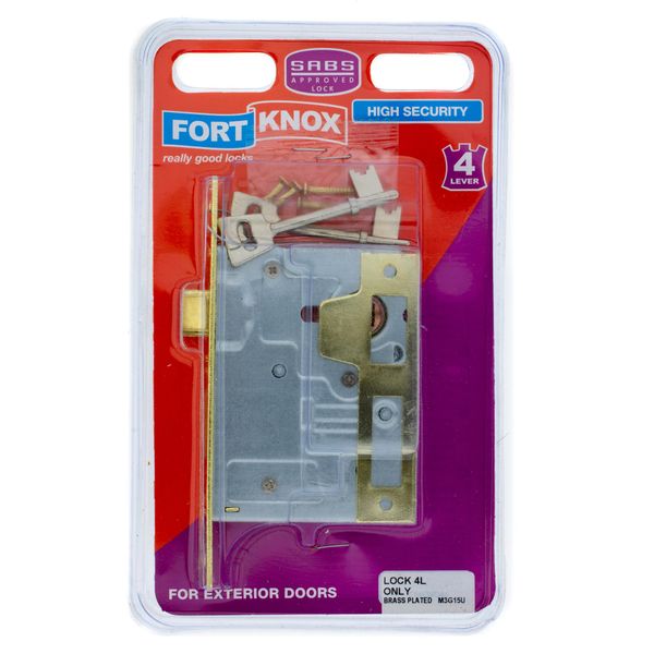FORT KNOX Door Lock 4 Lever Lock Only Brass Plated