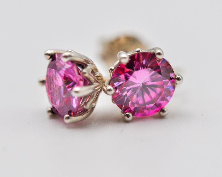 S&amp;G Pink Moissanite Flower Earings
