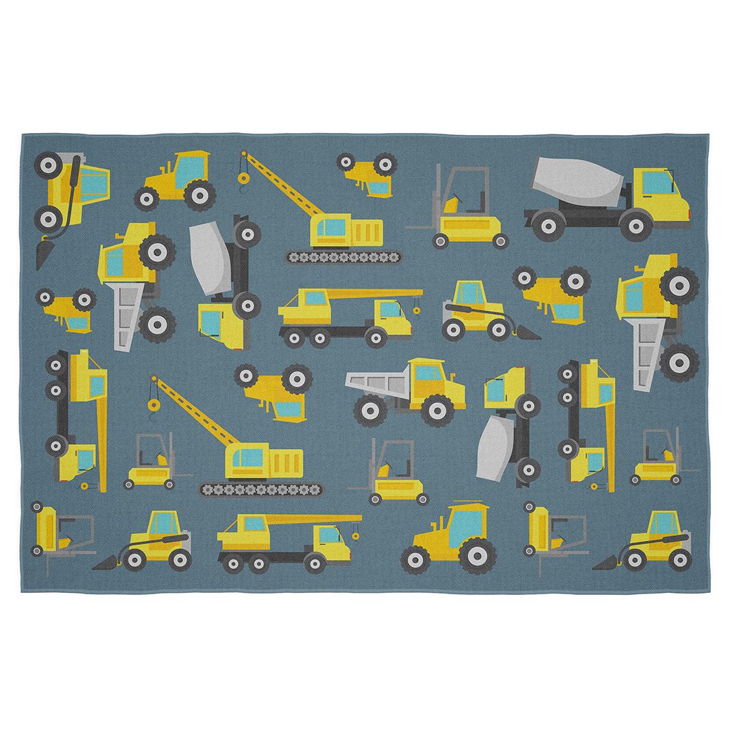 Cape Art Kids Blue Yellow Construction Trucks Pattern Rectangular Rug Shop Today. Get it
