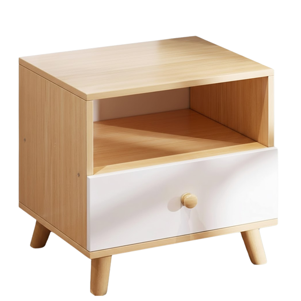Minimalist 1-Drawer Bedside Pedestal - Light Oak Finish (48cm x 35cmx 50cm)