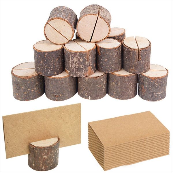 35Set Mini Wooden Place Card Holders Stand Business Card Photo Frames