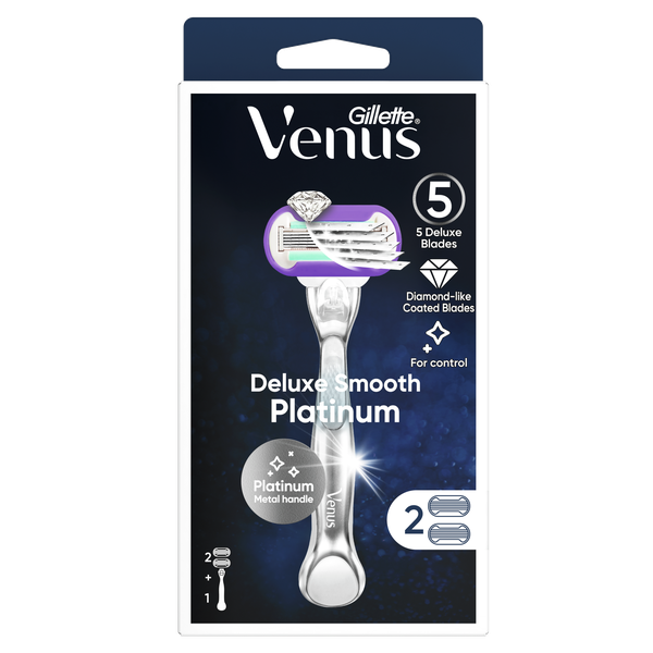 Gillette Venus Deluxe Smooth Platinum 1 Razor X 2 Replacement Cartridge