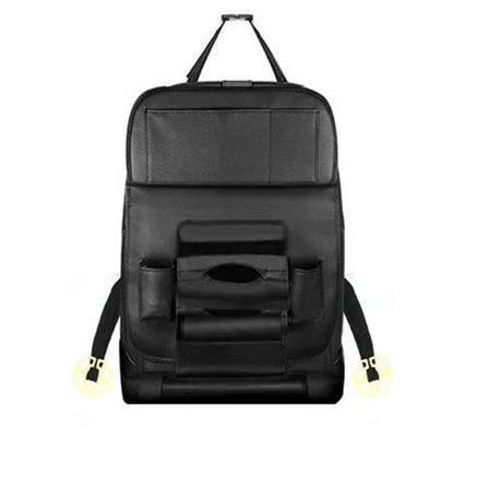  TUMECOS Car Seat Back Organizer Foldable Car Storage Bag Car  Litter Bag Leather Car Organizer for Back Seat (Black) : Automotive