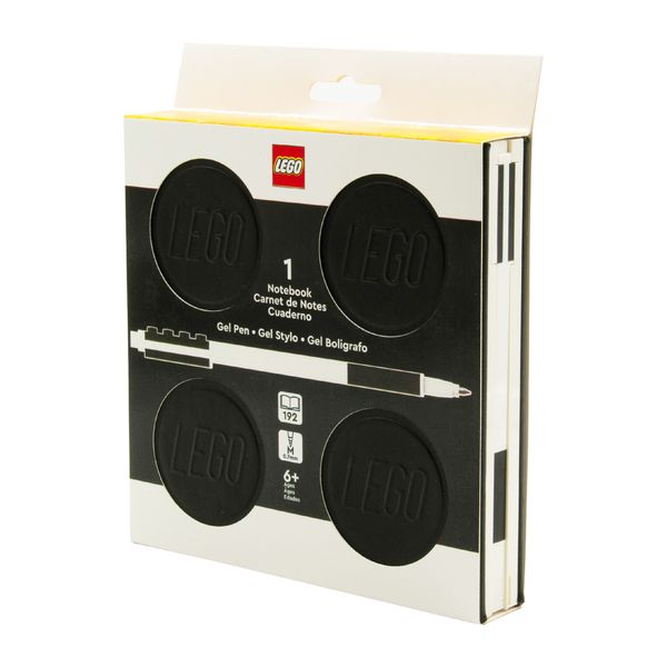 LEGO Locking Notebook with 16cm Gel Pen - Black (384 Dotted Pages)