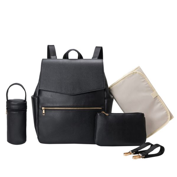 Leather Nappy Diaper Backpack Baby Changing Bag with Accessories