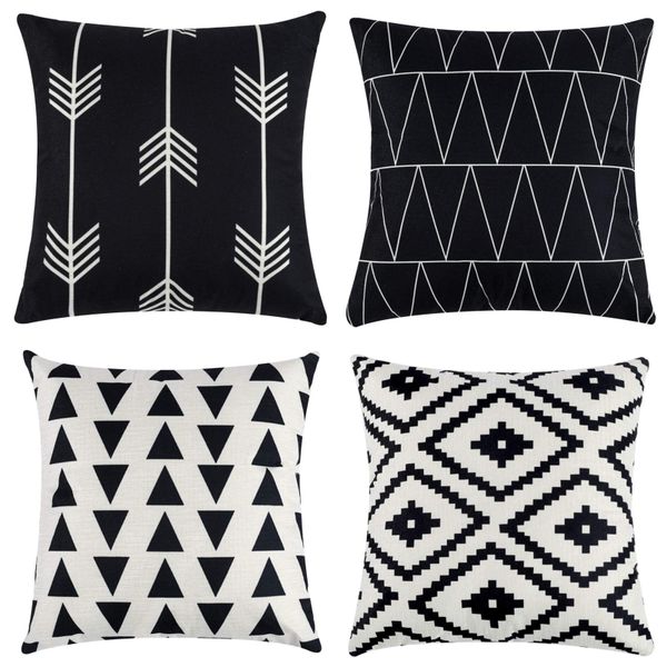 4-Piece Geometric Throw Pillow Covers - Modern Square Cushion Set