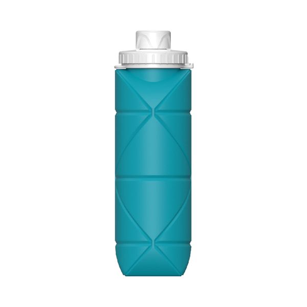 600ml Mini Portable Silicone Folding Collapsible Water Bottle - Turquoise