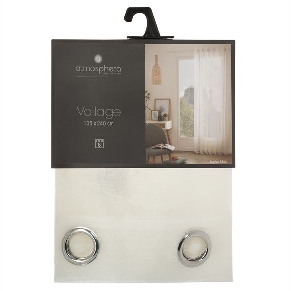 Atmosphera White Eyelet Net Curtain with Border