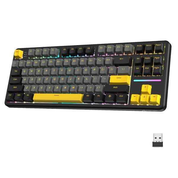ATTACK SHARK X87 RGB Gaming Keyboard, Wireless Mechanical Keyboard Tri-Mode