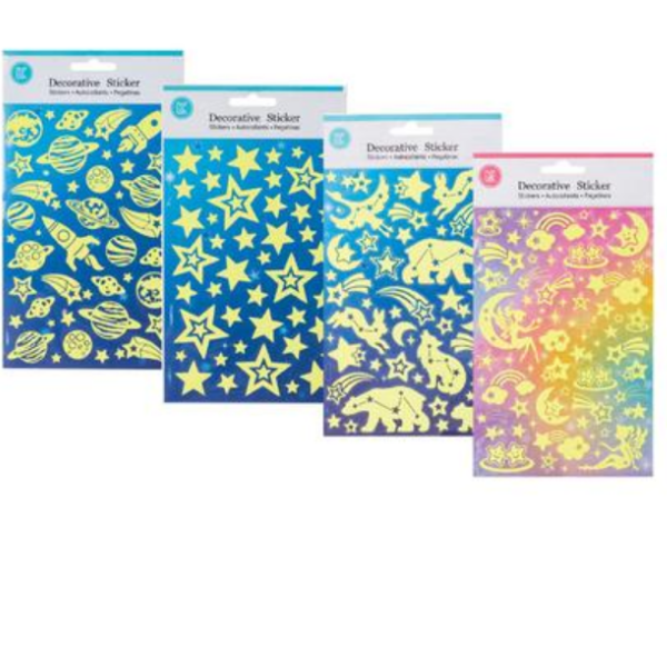 Decorative Neon Glow In The Dark Stickers- Pack Of 4
