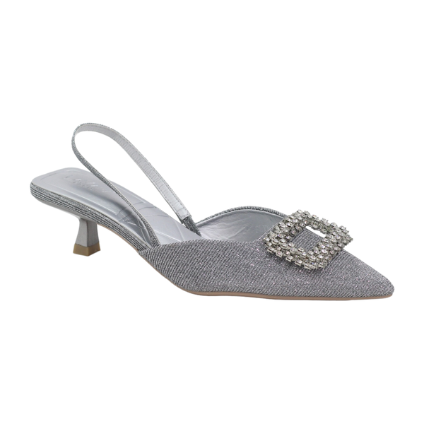 Lamara Paris Josslyn Glitter 4cm Mid Heel with Rect Trim Champagne