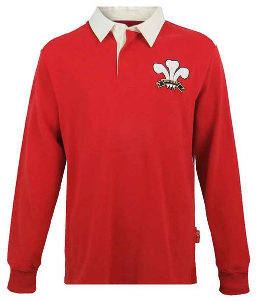Ellis Rugby - Men's Wales Rugby Union Shirt Vintage Jersey - Red