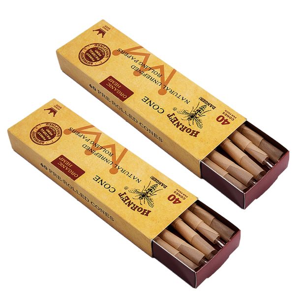 2x Hornet Pre-rolled Cones 11cm Hemp Rolling Paper Tips - 40 Cone Per Box