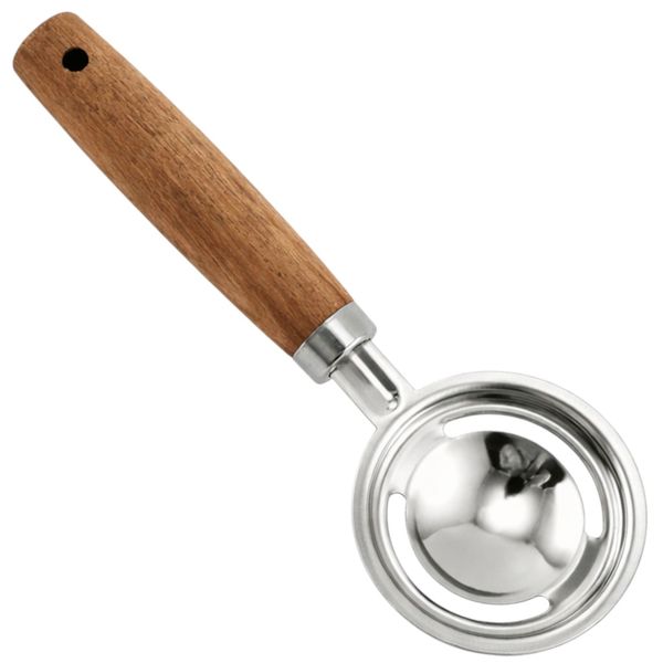 Stainless Steel Egg Separator With Wooden Handle - Silver , Natural Wood