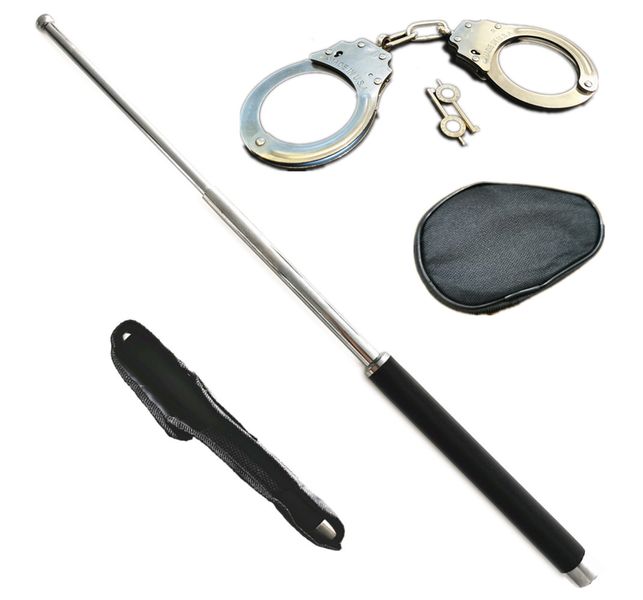 Baton Heavy Duty Extendable 23~62cm Waist Belt Holster + Handcuffs