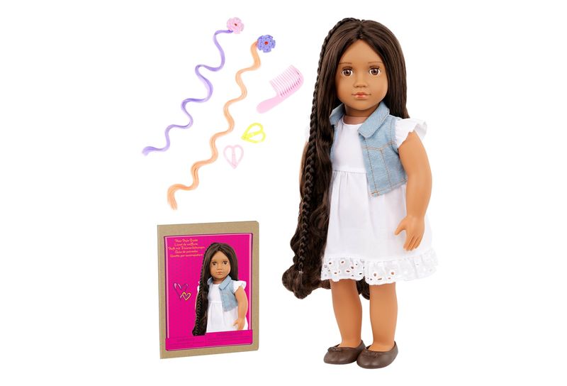 Our Generation Hairplay Doll Perla 18inch From Hair to There Dark Brown