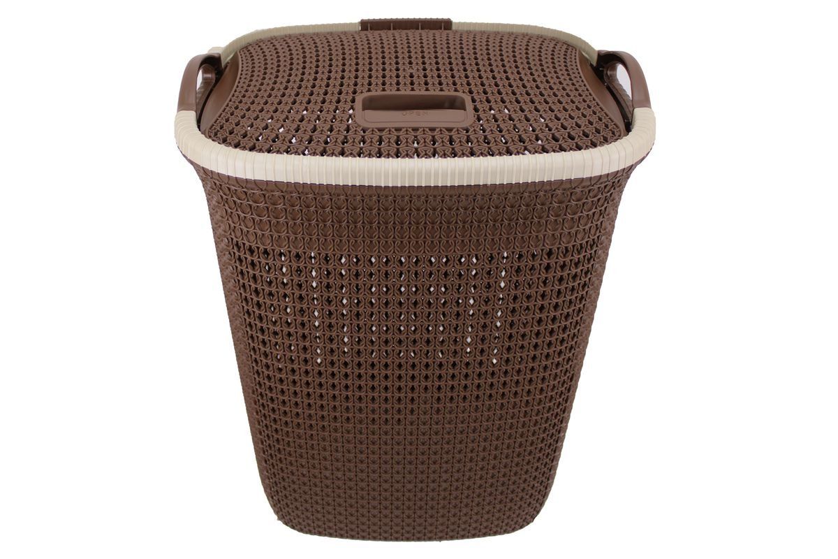 PVC Rectangular Two Tone With Push To Lock Lid Mesh Laundry Basket